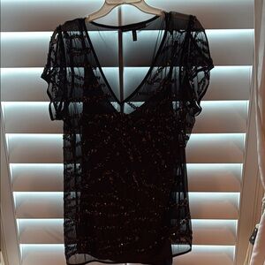 White House Black Market Sheer Black Blouse